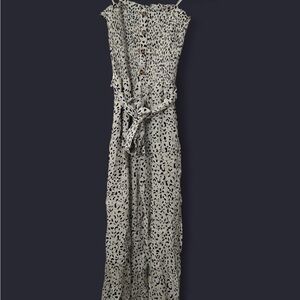 Olivaceous Black and White Leopard Print Jumpsuit